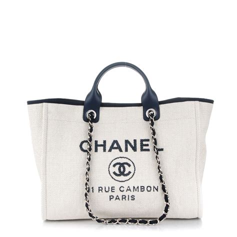 chanel deauville canvas tote replica|chanel deauville tote large size.